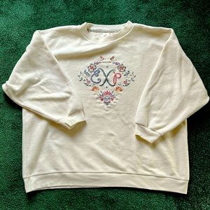 Vintage EXPRESS Athlétique XL Floral Cream Sweatshirt